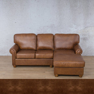 Salisbury Leather Sofa Chaise Sectional - RHF Leather Sectional Leather Gallery Royal Cognac 