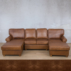 Salisbury Leather Sofa U-Chaise Sectional Leather Sectional Leather Gallery Royal Cognac 