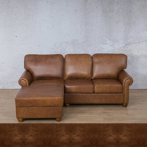 Salisbury Leather Sofa Chaise Sectional - LHF Leather Sectional Leather Gallery Royal Cognac 