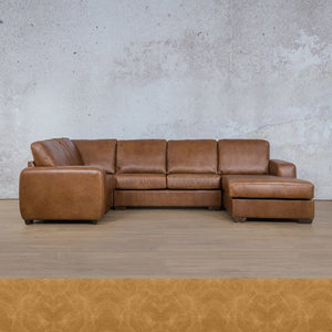 Stanford Leather U-Sofa Chaise - RHF Leather Sectional Leather Gallery Royal Hazelnut 