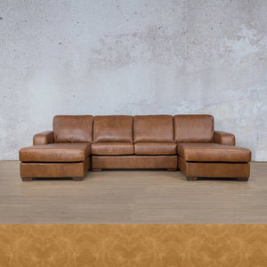 Stanford Leather U-Chaise Leather Sectional Leather Gallery Royal Hazelnut 