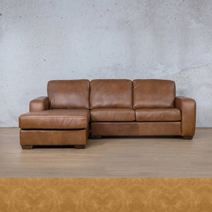 Stanford Leather Sofa Chaise - LHF Leather Sofa Leather Gallery Royal Hazelnut 