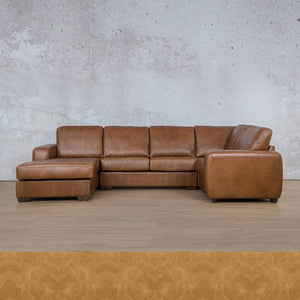 Stanford Leather U-Sofa Chaise - LHF Leather Sectional Leather Gallery Royal Hazelnut 