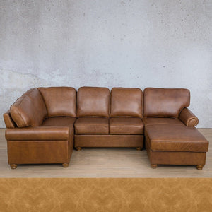 Salisbury Leather U-Sofa Chaise Sectional - RHF Leather Sectional Leather Gallery Royal Hazelnut 