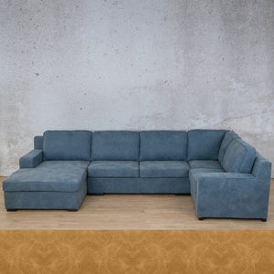 Rome Leather U-Sofa Chaise Sectional - LHF Leather Sectional Leather Gallery Royal Hazelnut 