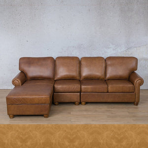 Salisbury Leather Sofa Chaise Modular Sectional - LHF Leather Sectional Leather Gallery Royal Hazelnut 