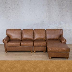 Salisbury Leather Sofa Chaise Modular Sectional - RHF Leather Sectional Leather Gallery Royal Hazelnut 