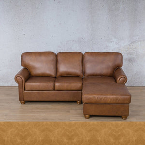 Salisbury Leather Sofa Chaise Sectional - RHF Leather Sectional Leather Gallery Royal Hazelnut 