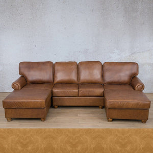 Salisbury Leather Sofa U-Chaise Sectional Leather Sectional Leather Gallery Royal Hazelnut 