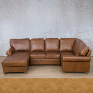 Salisbury Leather U-Sofa Chaise Sectional - LHF Leather Sectional Leather Gallery Royal Hazelnut 