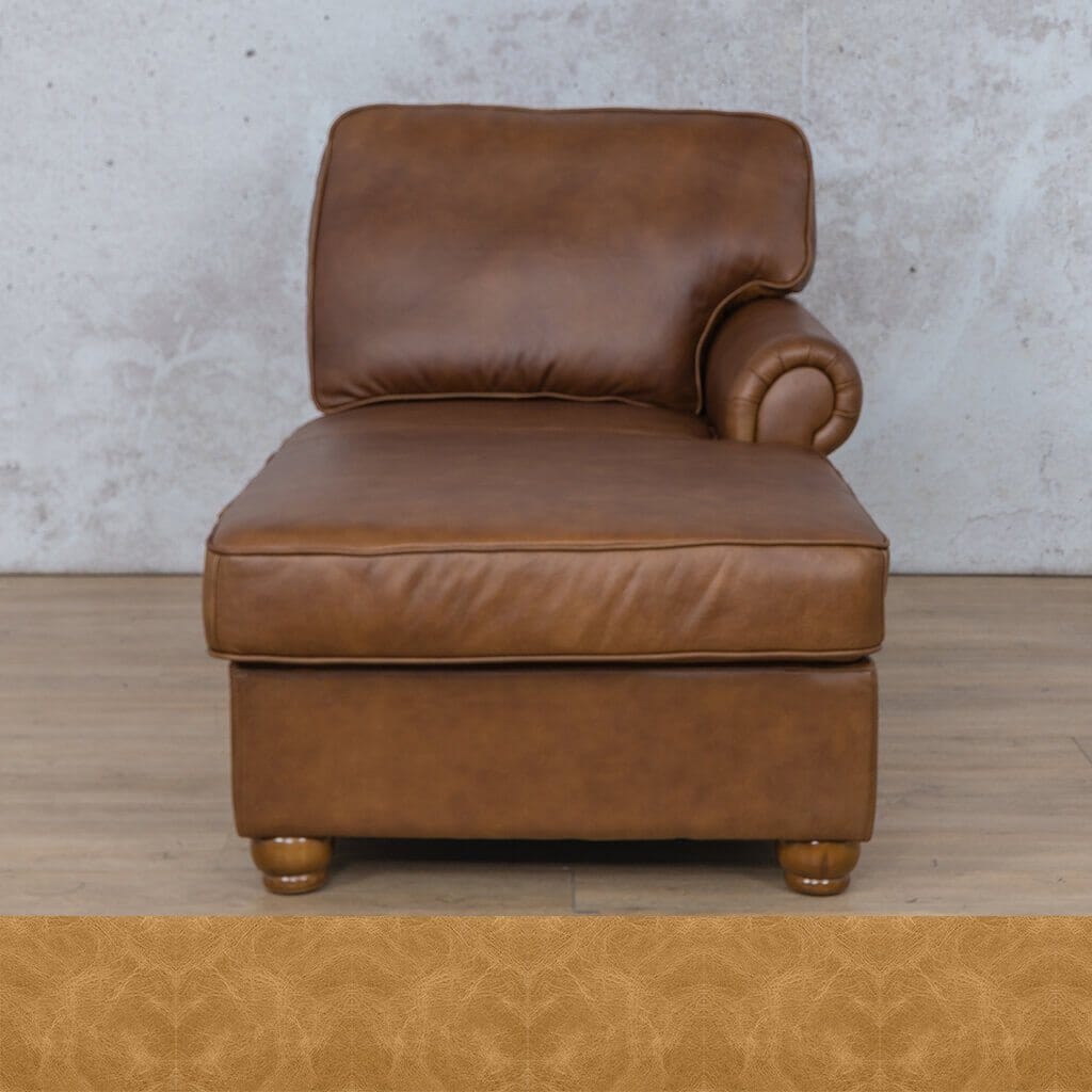 Salisbury Leather Chaise RHF Leather Armchair Leather Gallery Royal Hazelnut Full Foam 