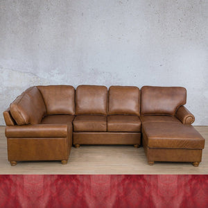 Salisbury Leather U-Sofa Chaise Sectional - RHF Leather Sectional Leather Gallery Royal Ruby 