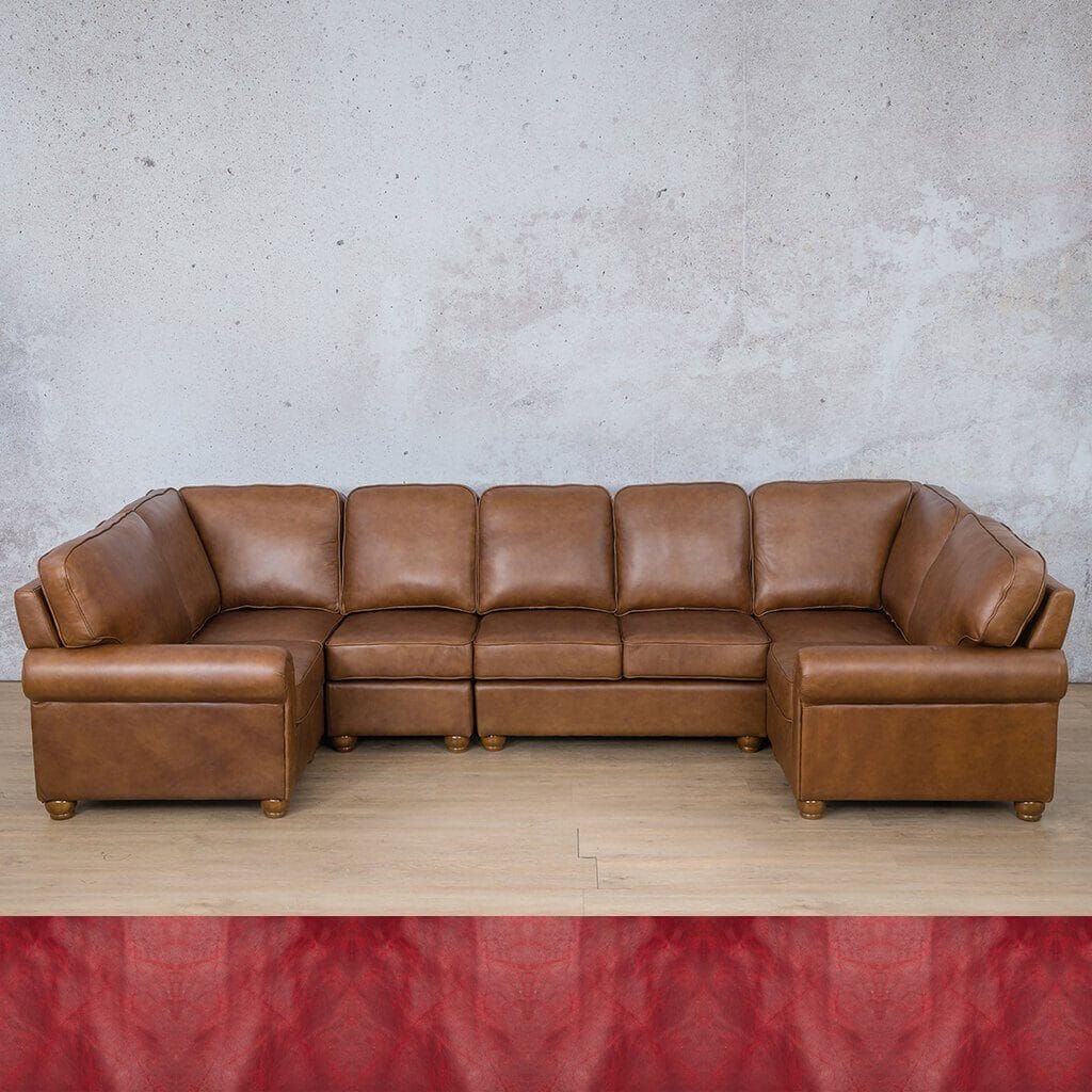 Salisbury Leather Modular U-Sofa Sectional Leather Sectional Leather Gallery Royal Ruby 