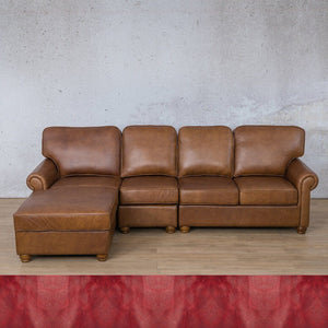 Salisbury Leather Sofa Chaise Modular Sectional - LHF Leather Sectional Leather Gallery Royal Ruby 