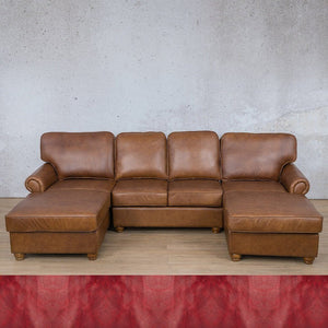 Salisbury Leather Sofa U-Chaise Sectional Leather Sectional Leather Gallery Royal Ruby 