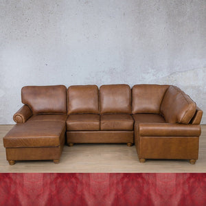 Salisbury Leather U-Sofa Chaise Sectional - LHF Leather Sectional Leather Gallery Royal Ruby 