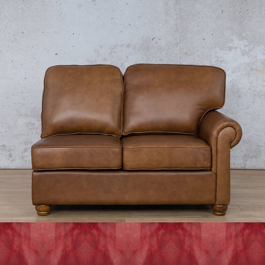 Salisbury Leather 2 Seater RHF Leather Sofa Leather Gallery Royal Ruby Full Foam 