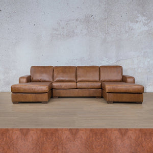 Stanford Leather U-Chaise Leather Sectional Leather Gallery Royal Saddle 