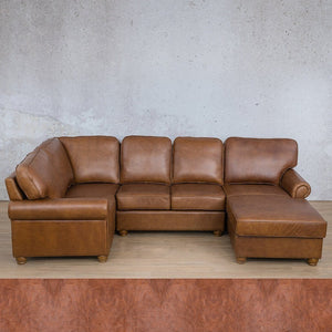 Salisbury Leather U-Sofa Chaise Sectional - RHF Leather Sectional Leather Gallery Royal Saddle 