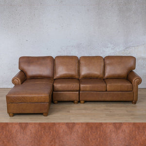 Salisbury Leather Sofa Chaise Modular Sectional - LHF Leather Sectional Leather Gallery Royal Saddle 