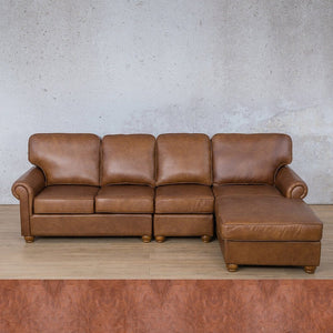 Salisbury Leather Sofa Chaise Modular Sectional - RHF Leather Sectional Leather Gallery Royal Saddle 