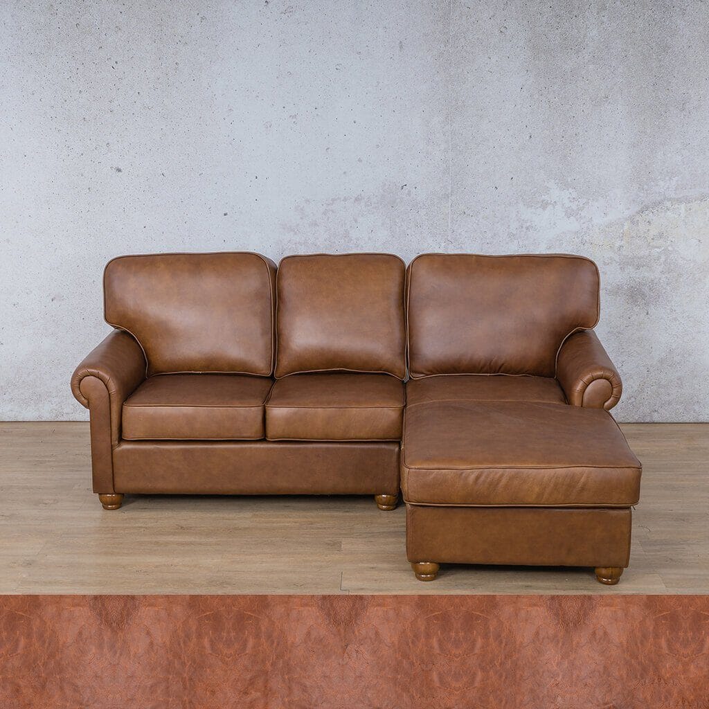 Salisbury Leather Sofa Chaise Sectional - RHF Leather Sectional Leather Gallery Royal Saddle 