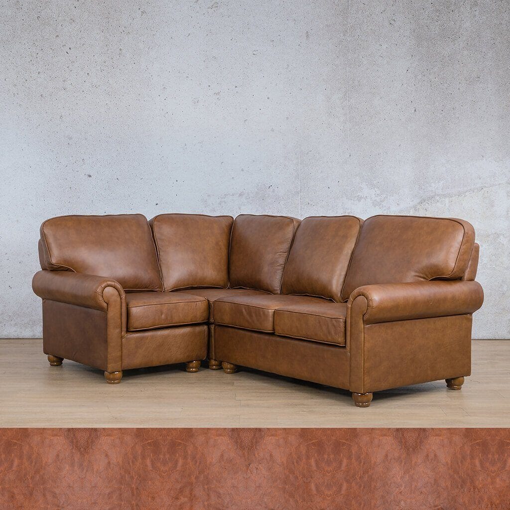 Salisbury Leather L-Sectional 4 Seater - LHF Leather Sectional Leather Gallery Royal Saddle 