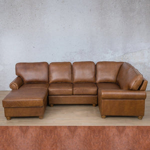 Salisbury Leather U-Sofa Chaise Sectional - LHF Leather Sectional Leather Gallery Royal Saddle 