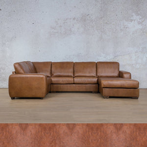 Stanford Leather U-Sofa Chaise - RHF Leather Sectional Leather Gallery Royal Saddle 