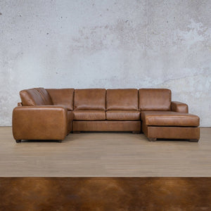 Stanford Leather U-Sofa Chaise - RHF Leather Sectional Leather Gallery Royal Walnut 