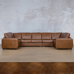 Stanford Leather Modular U-Sofa Leather Sectional Leather Gallery Royal Walnut 