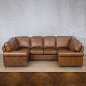 Salisbury Leather U-Sofa Sectional Leather Sectional Leather Gallery Royal Walnut 