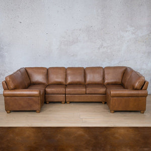 Salisbury Leather Modular U-Sofa Sectional Leather Sectional Leather Gallery Royal Walnut 