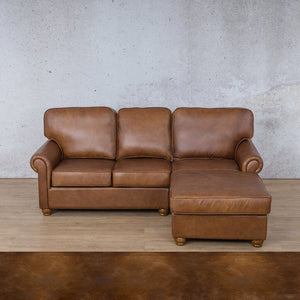 Salisbury Leather Sofa Chaise Sectional - RHF Leather Sectional Leather Gallery Royal Walnut 