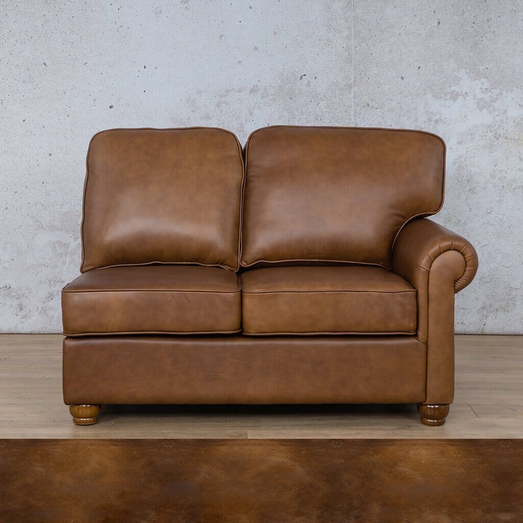 Salisbury Leather 2 Seater RHF Leather Sofa Leather Gallery Royal Walnut Full Foam 