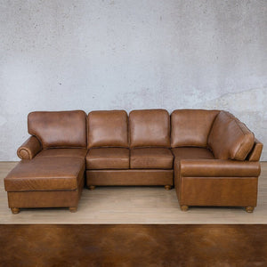 Salisbury Leather U-Sofa Chaise Sectional - LHF Leather Sectional Leather Gallery Royal Walnut 