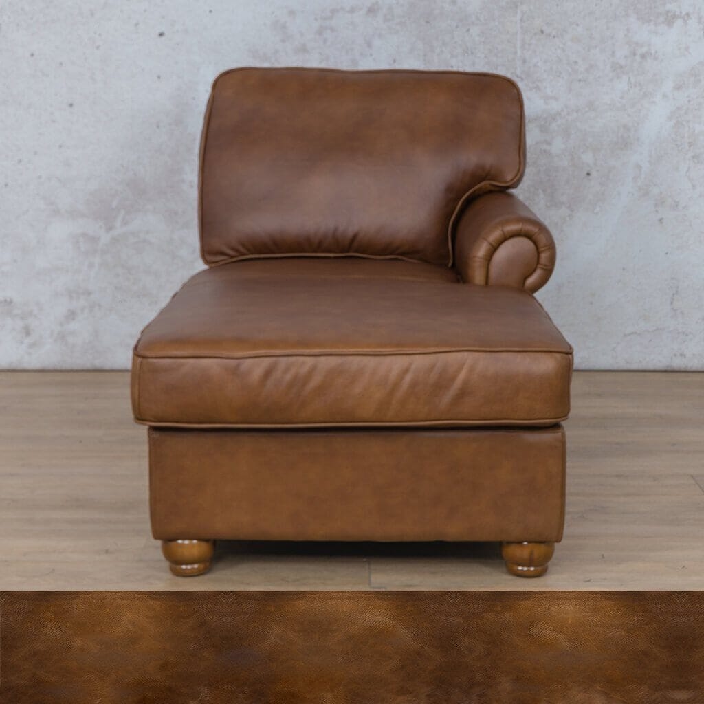 Salisbury Leather Chaise RHF Leather Armchair Leather Gallery Royal Walnut Full Foam 