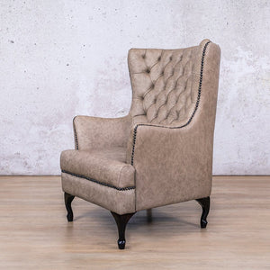 Salina Leather Wingback Armchair Occasional Chair Leather Gallery Bedlam Taupe 