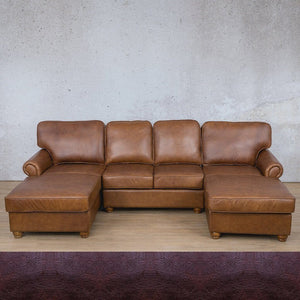 Salisbury Leather Sofa U-Chaise Sectional Leather Sectional Leather Gallery Royal Coffee 