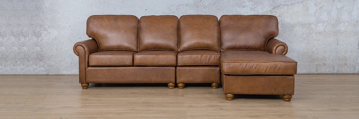 Salisbury Leather Sofa Chaise Modular Sectional - RHF Leather Sectional Leather Gallery 