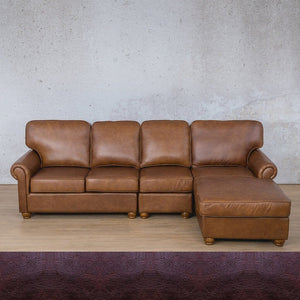 Salisbury Leather Sofa Chaise Modular Sectional - RHF Leather Sectional Leather Gallery Royal Coffee 