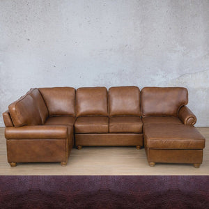 Salisbury Leather U-Sofa Chaise Sectional - RHF Leather Sectional Leather Gallery Royal Coffee 