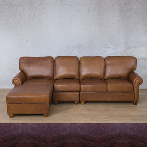 Salisbury Leather Sofa Chaise Modular Sectional - LHF Leather Sectional Leather Gallery Royal Coffee 