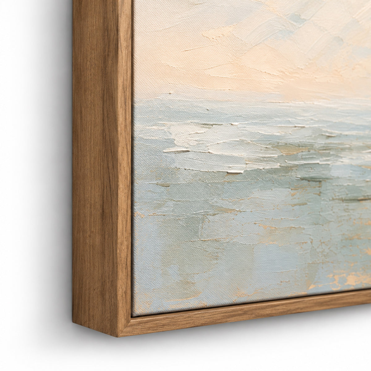 Sea Of Memories - Kia Canvas Artwork by Leather Gallery featuring a white sailboat on calm blue waters with soft neutral skies and a Kia frame.
