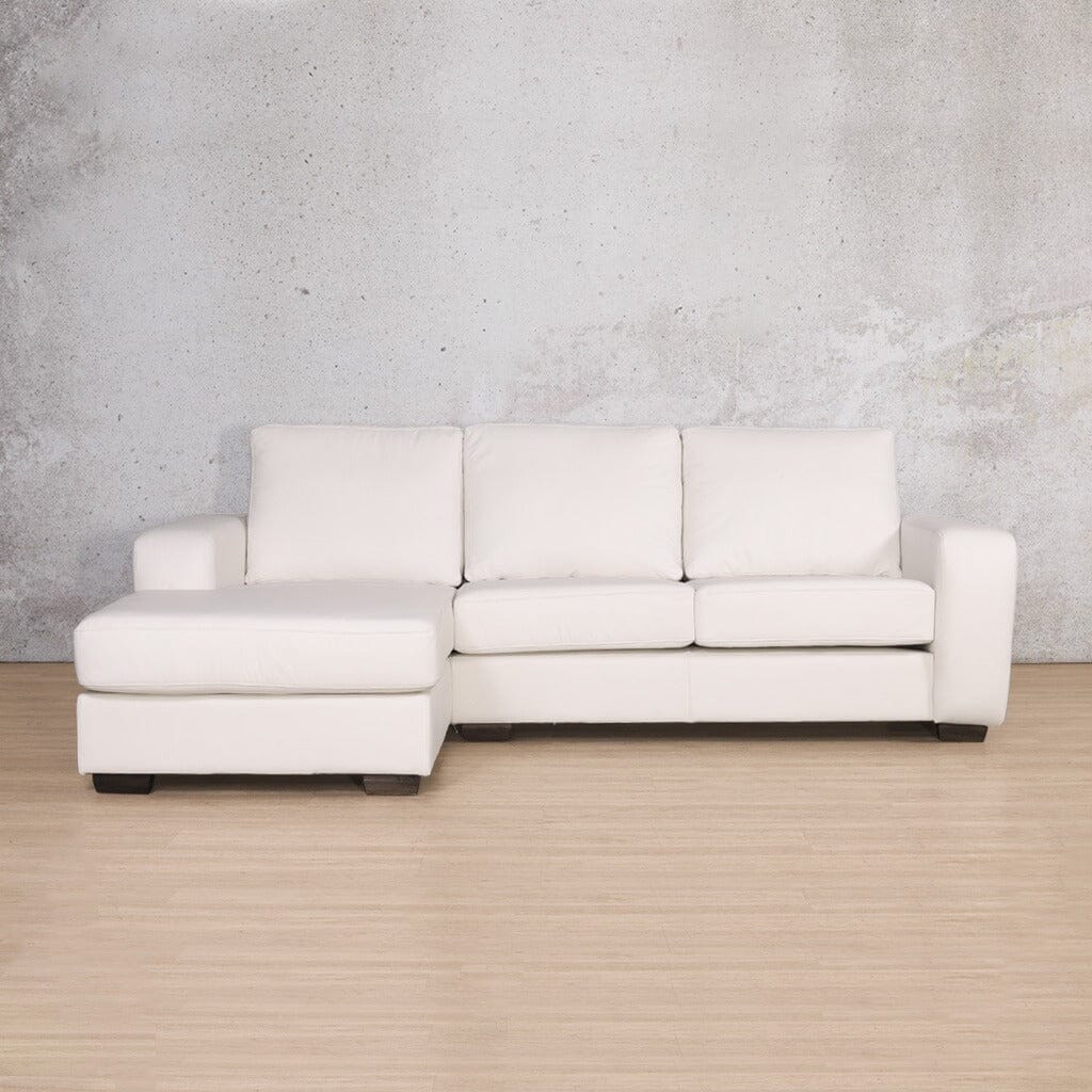 Stanford Leather Sofa Chaise - LHF Leather Sofa Leather Gallery Urban White 