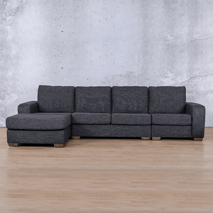 Stanford Fabric Modular Sofa Chaise - LHF Fabric Sectional Leather Gallery Volcanic Charcoal 