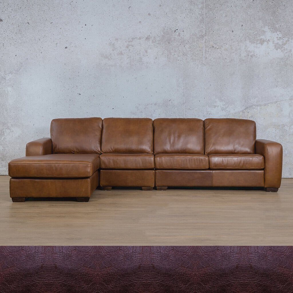 Stanford Leather Modular Sofa Chaise - LHF Leather Sectional Leather Gallery Royal Coffee 