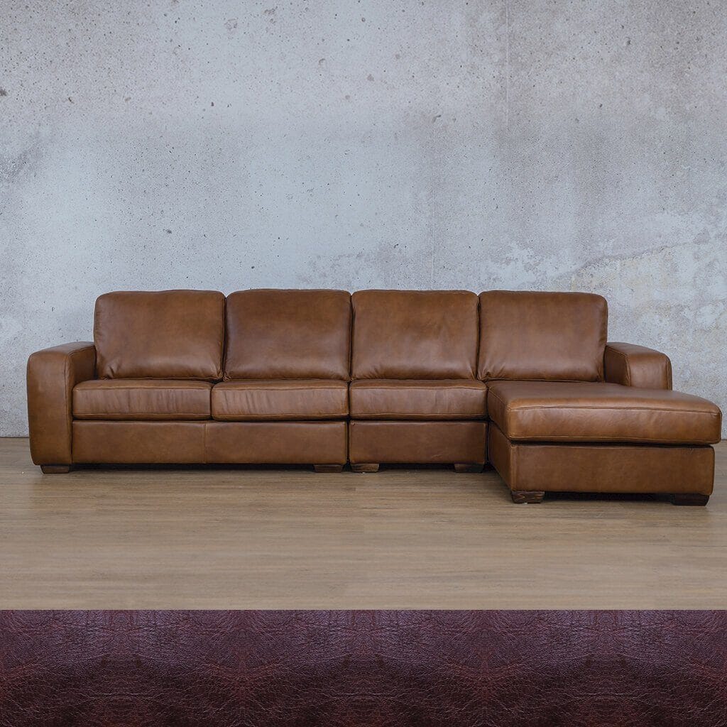 Stanford Leather Modular Sofa Chaise - RHF Fabric Sectional Leather Gallery Royal Coffee 