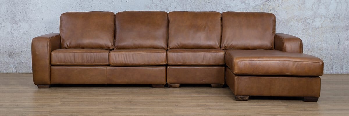 Stanford Leather Modular Sofa Chaise - RHF Fabric Sectional Leather Gallery 