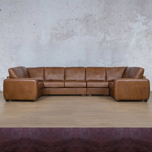 Stanford Leather Modular U-Sofa Leather Sectional Leather Gallery Royal Coffee 